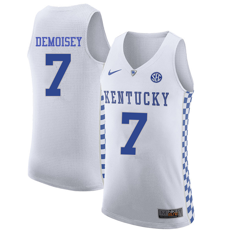 Men Kentucky Wildcats #7 John DeMoisey College Basketball Jerseys-White